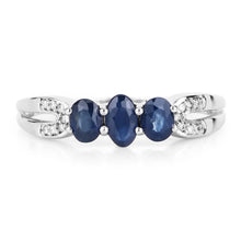Load image into Gallery viewer, 0.73 Carat Genuine Blue Sapphire and White Diamond 14K White Gold Ring

