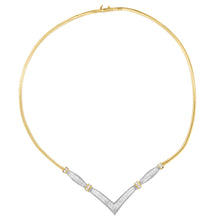 Load image into Gallery viewer, 14K Yellow and White Gold 2.00 Cttw Round and Princess-Cut Diamond 'V' Shape Statement Necklace (H-I Color, SI2-I1 Clarity) - 18"
