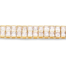 Load image into Gallery viewer, 14K Yellow Gold Plated 9.52 Carat Genuine Blue Sapphire and White Sapphire .925 Sterling Silver Bracelet
