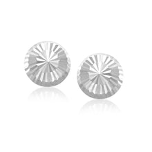 Load image into Gallery viewer, 14k White Gold Diamond Cut Flat Design Stud Earrings

