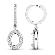 Load image into Gallery viewer, 0.32 Carat Genuine White Diamond 14K White Gold Semi Mount Earrings - holds 8x6mm Oval Gemstones
