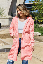 Load image into Gallery viewer, Red Double Take Full Size Hooded Teddy Bear Jacket with Thumbholes Ultra-Cozy &amp; Stylish Comfortable Outerwear
