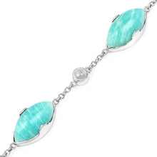 Load image into Gallery viewer, 29.70 Carat Genuine Amazonite and White Agate .925 Sterling Silver Bracelet
