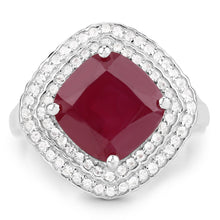 Load image into Gallery viewer, 5.86 Carat Glass Filled Ruby and White Topaz .925 Sterling Silver Ring
