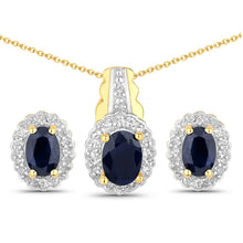 Load image into Gallery viewer, 1.96 Carat Genuine Black Blue Sapphire and White Topaz .925 Sterling Silver Jewelry Set
