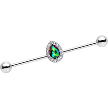 Load image into Gallery viewer, Rainbow Gem Bubblegum Teardrop Industrial Barbell 38mm
