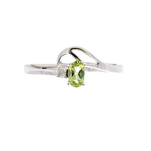 Load image into Gallery viewer, .02ct Peridot Diamond Ring 10KT White Gold
