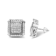 Load image into Gallery viewer, 10K White Gold 1.0 Cttw Diamond  Composite with Halo Stud Earrings (H-I Color, I1-I2 Clarity)
