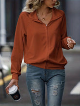 Load image into Gallery viewer, Simple White Zip Up Collared Neck Raglan Sleeve Jacket Comfortable Versatile Casual Women Wear
