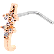 Load image into Gallery viewer, 20G Clear CZ Rose Gold Tone Bling Faux Hoop L Shaped Nose Ring
