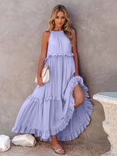 Load image into Gallery viewer, Romantic Ruffled Sleeveless Tiered Maxi Dress with Pockets Elegant &amp; Chic Statement Beautiful Design Dress
