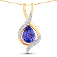 Load image into Gallery viewer, 2.75 Carat Genuine Tanzanite and White Diamond 14K Yellow Gold Pendant
