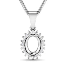 Load image into Gallery viewer, 0.13 Carat Genuine White Diamond 14K White Gold Semi Mount Pendant - holds 8x6mm Oval Gemstone
