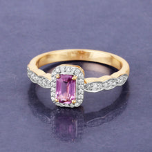 Load image into Gallery viewer, 0.80 Carat Genuine Pink Sapphire and White Diamond 14K Yellow Gold Ring
