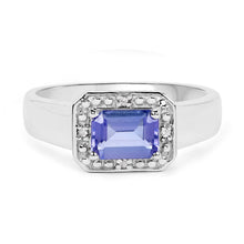 Load image into Gallery viewer, 1.12 Carat Genuine Tanzanite and White Topaz .925 Sterling Silver Ring
