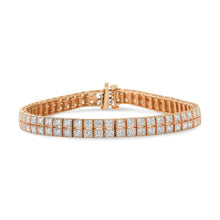 Load image into Gallery viewer, 14K Rose Gold 3.0 Cttw Lab Grown Diamond Two Row Milgrain 7" Inch Tennis Bracelet (G-H Color, VS2-SI1 Clarity)
