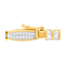 Load image into Gallery viewer, 14K Yellow Gold Princess and Baguette Cut Diamond Beaded Bracelet (3.00 cttw, H-I Color, SI1-SI2 Clarity)
