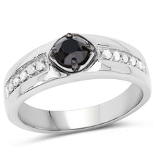 Load image into Gallery viewer, 0.65 Carat Genuine Black Diamond and White Diamond .925 Sterling Silver Ring
