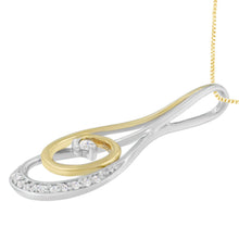 Load image into Gallery viewer, Espira 10K Two-Tone Gold Round Cut Diamond Sparkling Spiral Pendant Necklace (1/6 cttw, J-K Color, I2-I3 Clarity)
