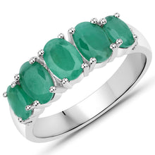 Load image into Gallery viewer, 1.76 Carat Genuine Emerald and White Topaz .925 Sterling Silver Ring
