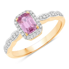 Load image into Gallery viewer, 0.80 Carat Genuine Pink Sapphire and White Diamond 14K Yellow Gold Ring
