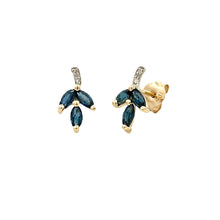 Load image into Gallery viewer, .58ct Sapphire Diamond Earrings 10KT Yellow Gold
