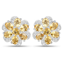 Load image into Gallery viewer, 7.92 Carat Genuine Citrine and White Topaz .925 Sterling Silver 3 Piece Jewelry Set (Ring, Earrings, and Pendant w/ Chain)
