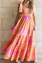 Load image into Gallery viewer, Girls Charming Color Block Tie Shoulder Dress Elegant &amp; Playful Summer Style
