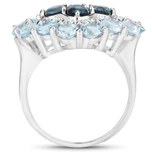 Load image into Gallery viewer, 6.54 Carat Genuine London Blue Topaz, Blue Topaz and White Topaz .925 Sterling Silver Ring
