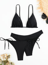 Load image into Gallery viewer, Essential Edge 3-Piece Bikini Set for Women – Solid Color High-Cut Triangle Top Two-Style Bottoms with Side Lace-Up Design &amp; Quick-Drying Comfort – Versatile Women's Swimwear for Summer Pool Beach &amp; Travel
