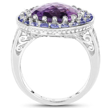 Load image into Gallery viewer, 5.95 Carat Genuine Amethyst and Tanzanite .925 Sterling Silver Ring
