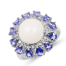 Load image into Gallery viewer, 4.25 Carat Genuine Opal, Tanzanite &amp; White Topaz .925 Sterling Silver Ring
