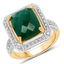 Load image into Gallery viewer, 5.18 Carat Dyed Emerald and White Topaz .925 Sterling Silver Ring
