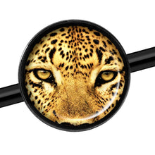 Load image into Gallery viewer, 14G Full Color Leopard Eyes Black Industrial Barbell 37mm
