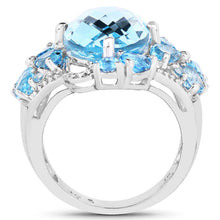 Load image into Gallery viewer, 9.50 Carat Genuine Blue Topaz and Swiss Blue Topaz .925 Sterling Silver Ring

