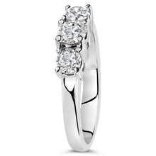 Load image into Gallery viewer, 14K White Gold  3/4 Cttw Lab Grown Diamond 3 Stone Ring Band (F-G Color, VS2-SI1 Clarity)- Size 7
