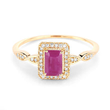 Load image into Gallery viewer, 0.75 Carat Genuine Ruby and White Diamond 14K Yellow Gold Ring
