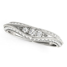Load image into Gallery viewer, 14k White Gold Curved Antique Style Diamond Wedding Ring (1/3 cttw)
