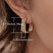 Load image into Gallery viewer, Dainty Paved CZ Hoop Earrings 18k Gold Plated Ear Jewelry
