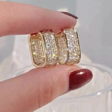 Load image into Gallery viewer, Dainty Paved CZ Hoop Earrings 18k Gold Plated Ear Jewelry
