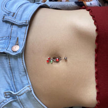 Load image into Gallery viewer, Ruby Red DANGLING CHERRY Belly Ring
