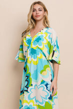 Load image into Gallery viewer, Floral Printed Slit Maxi Dress For Women – Summer Floral Maxi Dress, Elegant Slit Maxi Dress, Feminine Floral Dress, Romantic Floral Dress, Chic Summer Maxi Dress, Vibrant Slit Dress, Sophisticated Floral Dress
