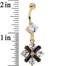 Load image into Gallery viewer, Clear Gem Gold Anodized Black X Marks the Sparkle Dangle Belly Ring

