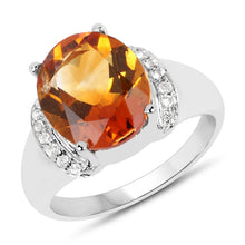 Load image into Gallery viewer, 3.94 Carat Genuine Madeira Citrine &amp; White Topaz .925 Sterling Silver Ring
