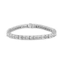 Load image into Gallery viewer, 14K White Gold 4 3/8 Cttw Alternating Invisible Set Princess and Baguette Diamond Tennis Bracelet (G-H Color, VS1-VS2 Clarity) - Size 7"
