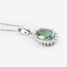 Load image into Gallery viewer, 1.39 Carat Genuine Green Tourmaline and White Diamond 14K White Gold Pendant
