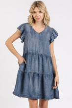 Load image into Gallery viewer, V-Neck Ruffled Cap Sleeve Mini Dress For Women – Feminine, Elegant, Playful, Flattering &amp; Stylish Dress for Various Occasions
