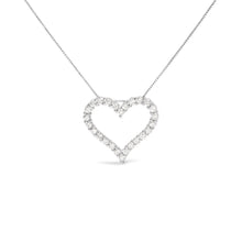 Load image into Gallery viewer, .925 Sterling Silver 2.0 Cttw Diamond Open Heart 18" Pendant Necklace (I-J Color, I2-I3 Clarity)
