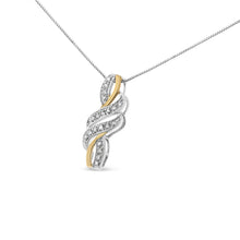Load image into Gallery viewer, 10K Yellow Gold Plated .925 Sterling Silver 1/20 cttw Round Cut Diamond Swirl Pendant Necklace (H-I Color, I2-I3 Clarity)
