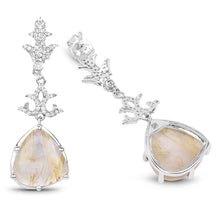 Load image into Gallery viewer, 15.97 Carat Genuine Golden Rutile And White Topaz .925 Sterling Silver Earrings
